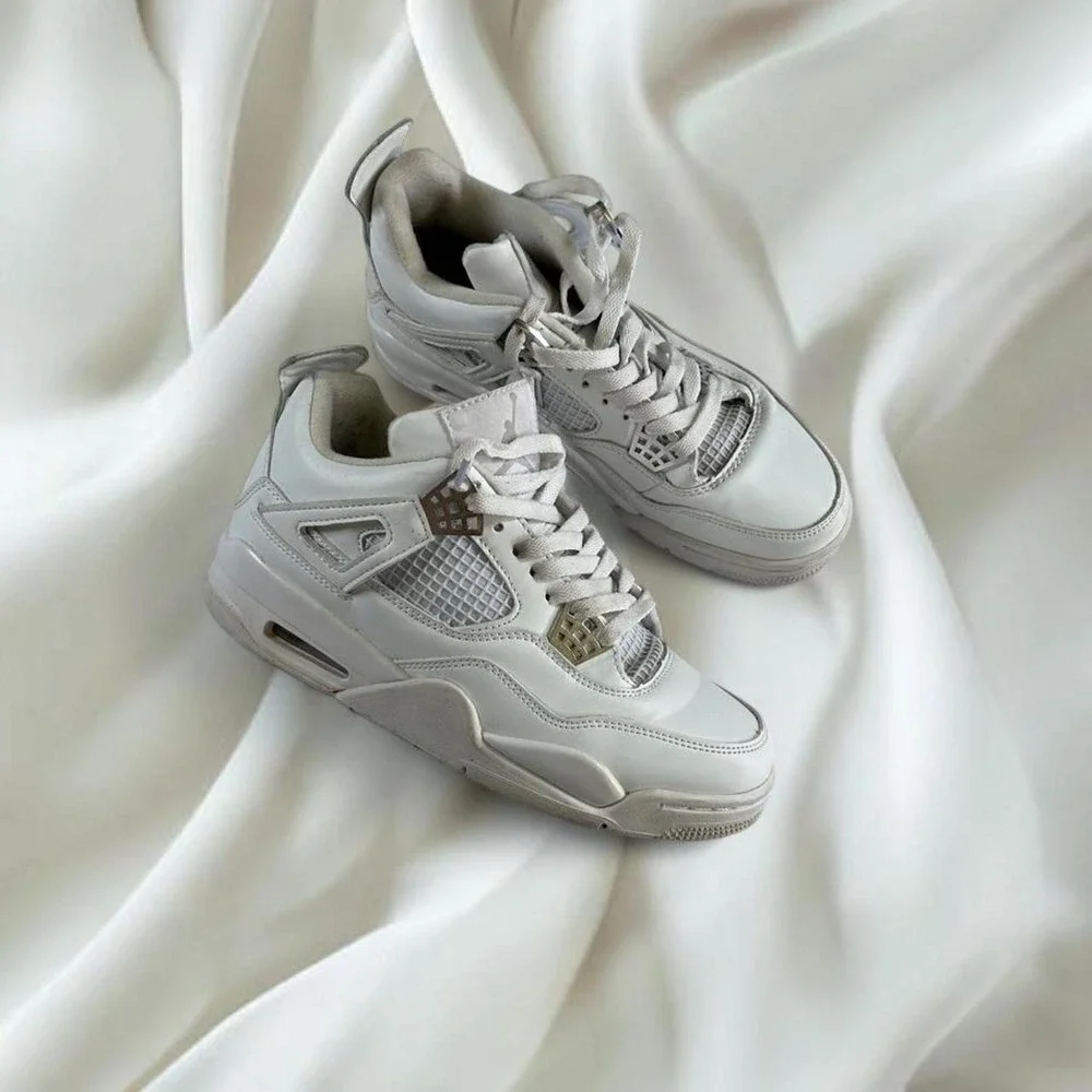 Nike Air Jordan 4 retro pure money 2017 white metallic silver athletic‎ sneakers